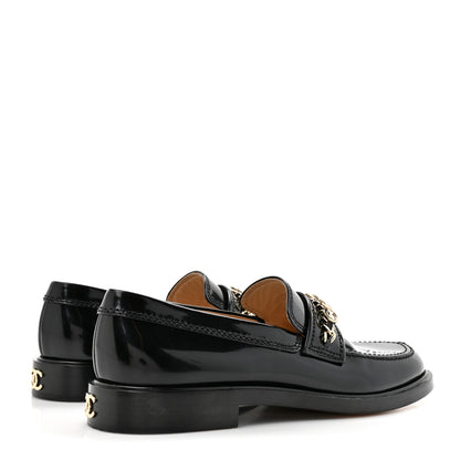 Chanel Shiny Calfskin Logo Loafers 39 Black 5 of 9