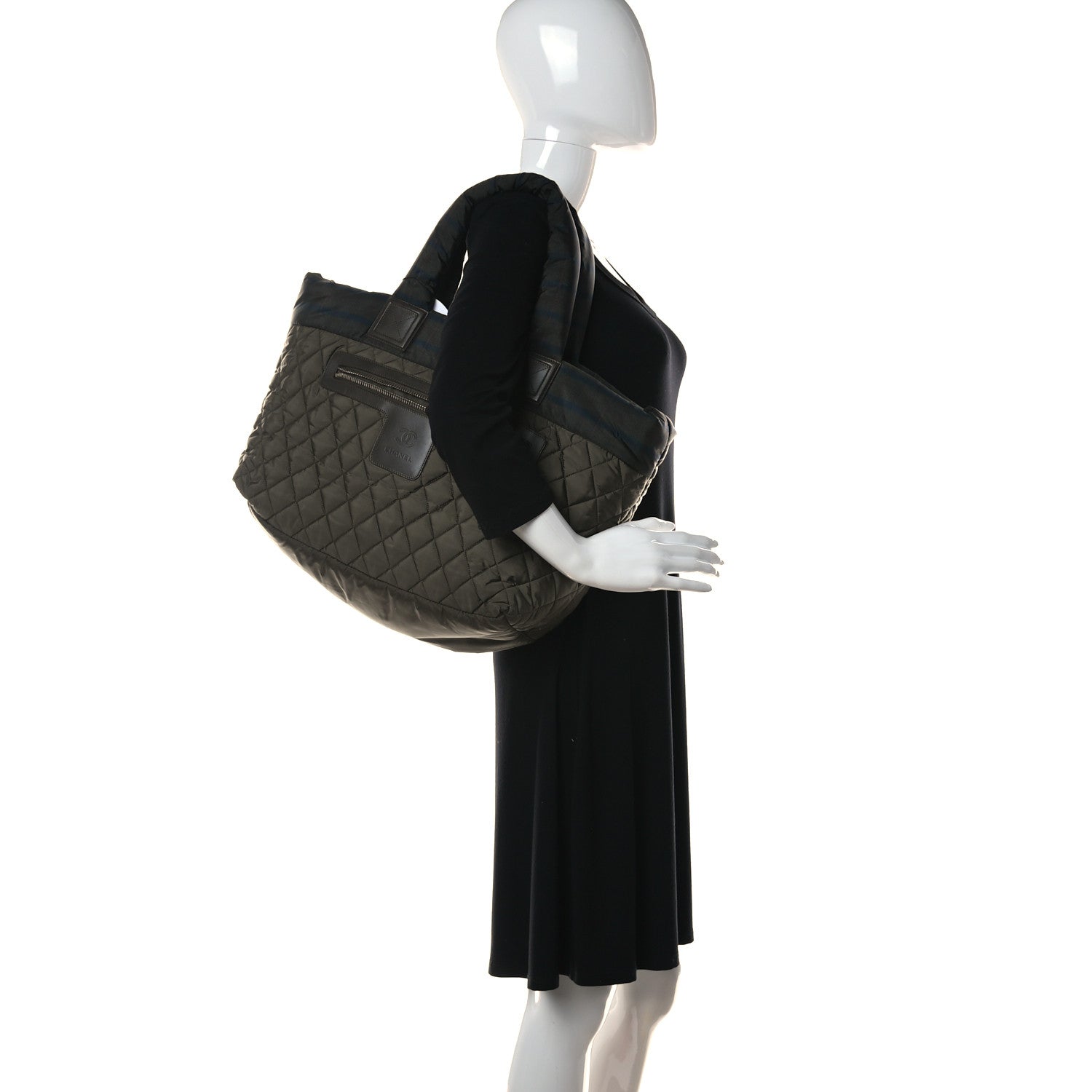 Chanel Nylon Quilted Large Coco Cocoon Tote Khaki 2 of 12