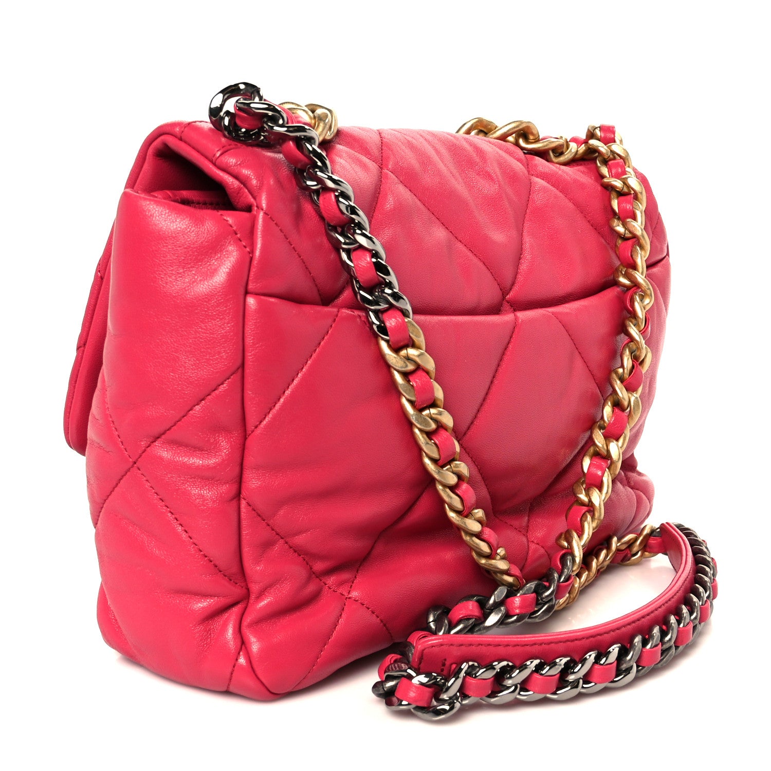 Chanel Goatskin Quilted Large Chanel 19 Flap Dark Pink 3 of 11