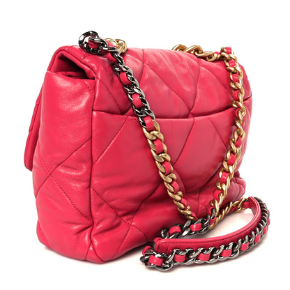 Chanel Goatskin Quilted Large Chanel 19 Flap Dark Pink 3 of 11