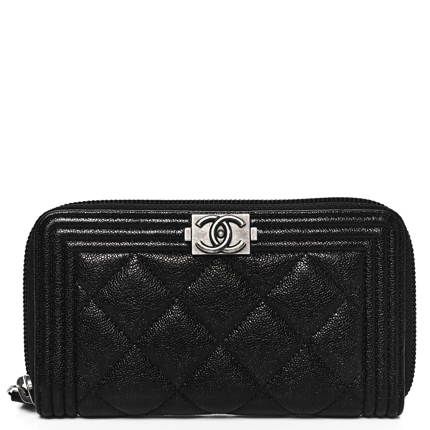 Chanel Caviar Quilted Small Boy Zip Around Wallet Black 1 of 10
