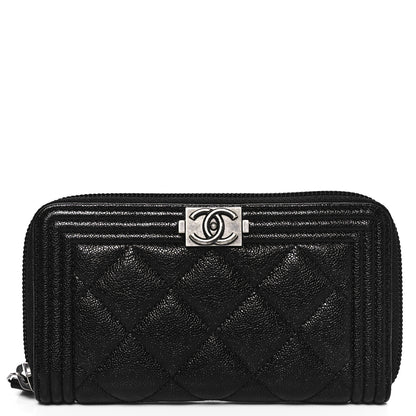 Chanel Caviar Quilted Small Boy Zip Around Wallet Black 1 of 10