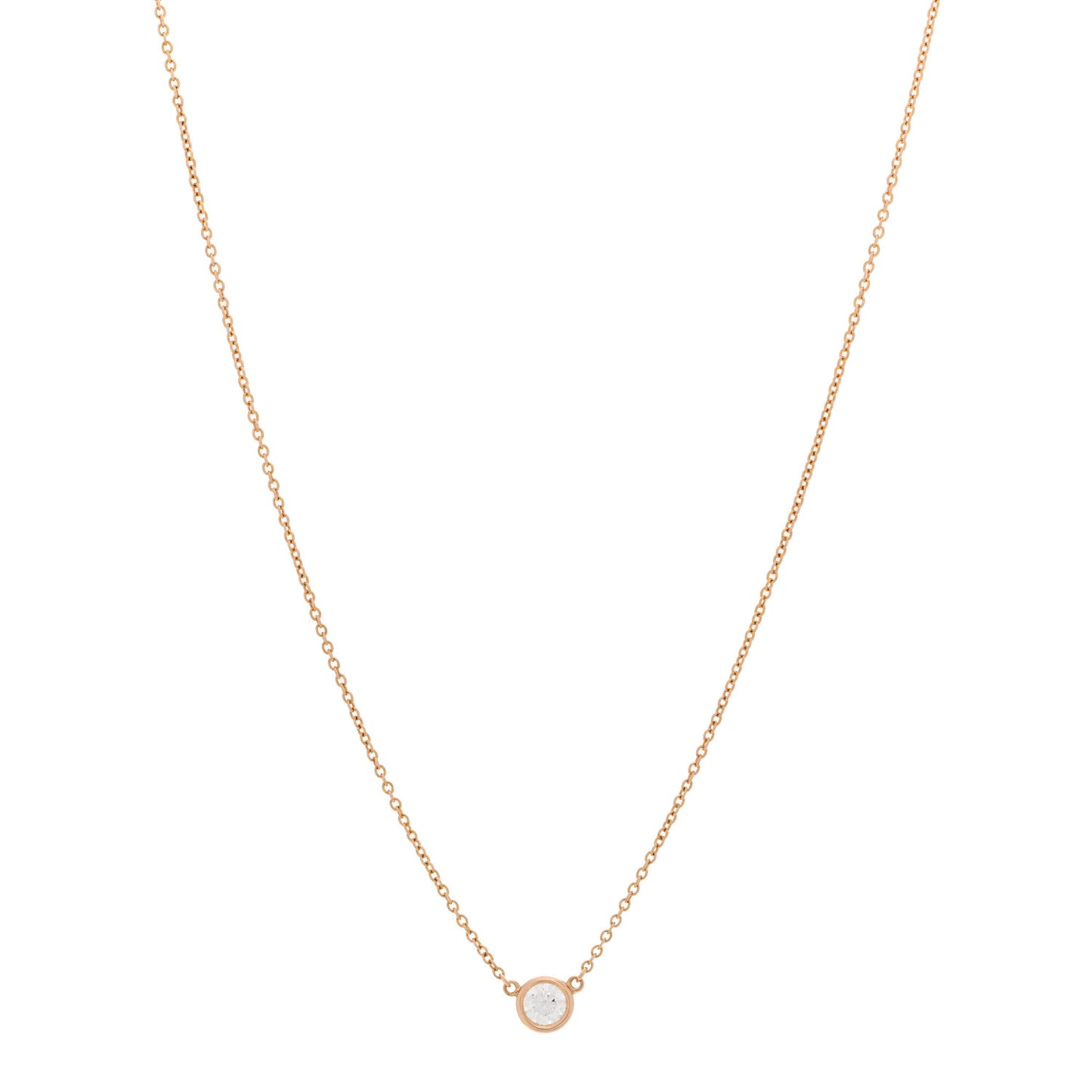 18K Rose Gold Diamond .25ct Elsa Peretti Diamonds by the Yard Pendant Necklace