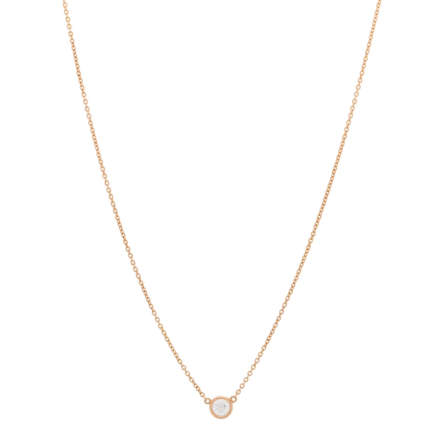 Tiffany 18K Rose Gold Diamond .25ct Elsa Peretti Diamonds by the Yard Pendant Necklace 1 of 6