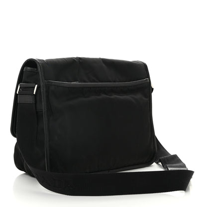 Prada Tessuto Nylon Saffiano Large Double Snap Buckle Messenger Bag Black 3 of 10