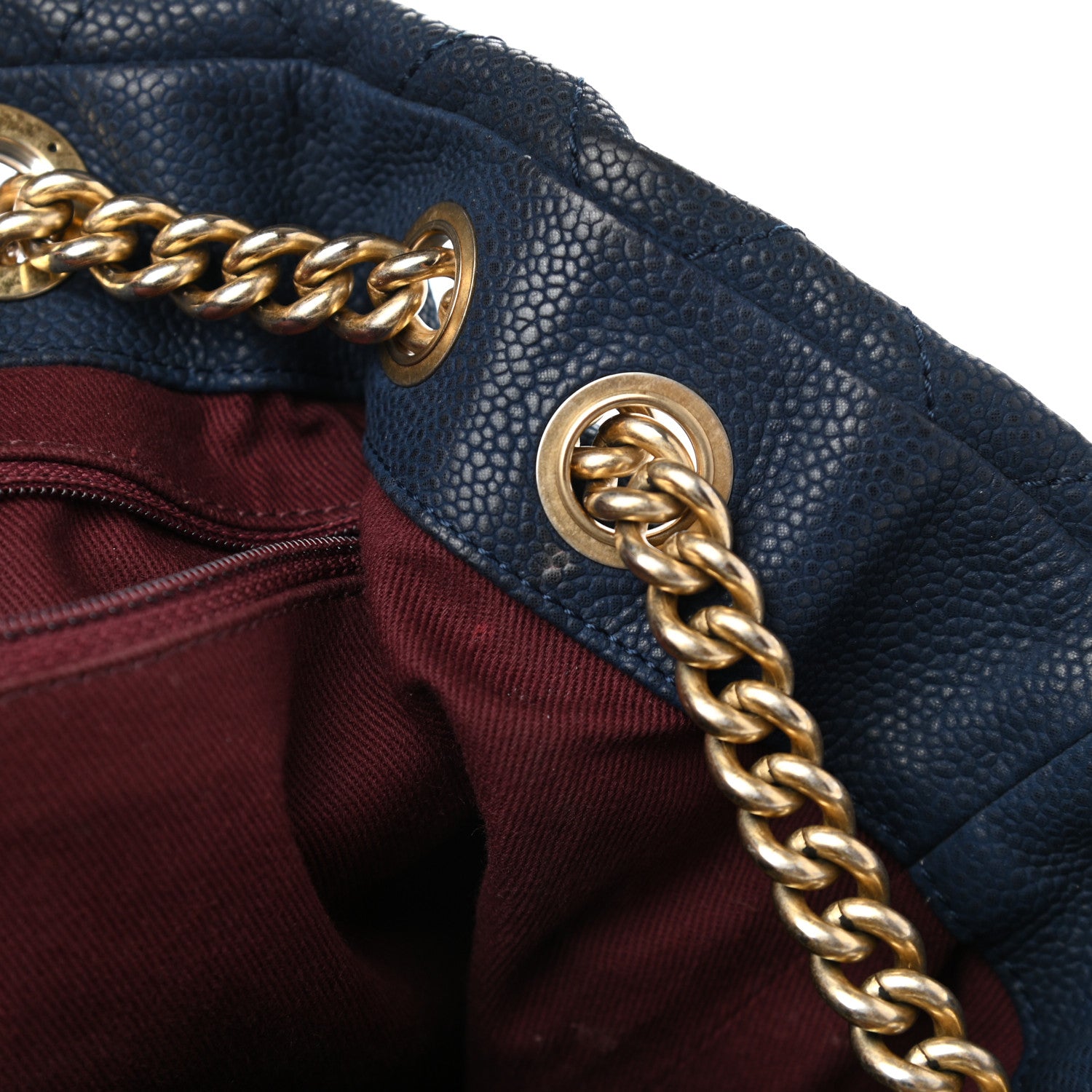 Chanel Iridescent Caviar Quilted Globe Trotter Shopping Tote Navy Blue 14 of 25