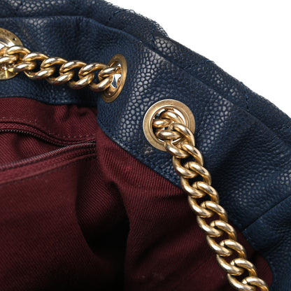 Chanel Iridescent Caviar Quilted Globe Trotter Shopping Tote Navy Blue 14 of 25