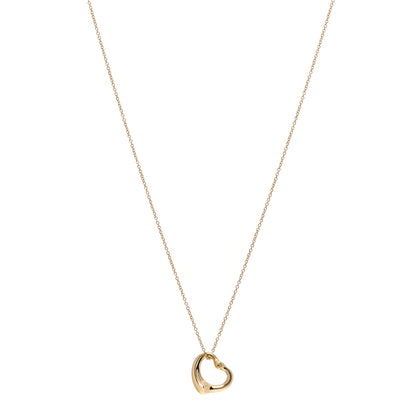 Tiffany 18K Yellow Gold Yellow Diamond 14mm Elsa Peretti Open Heart Pendant Necklace 1 of 8