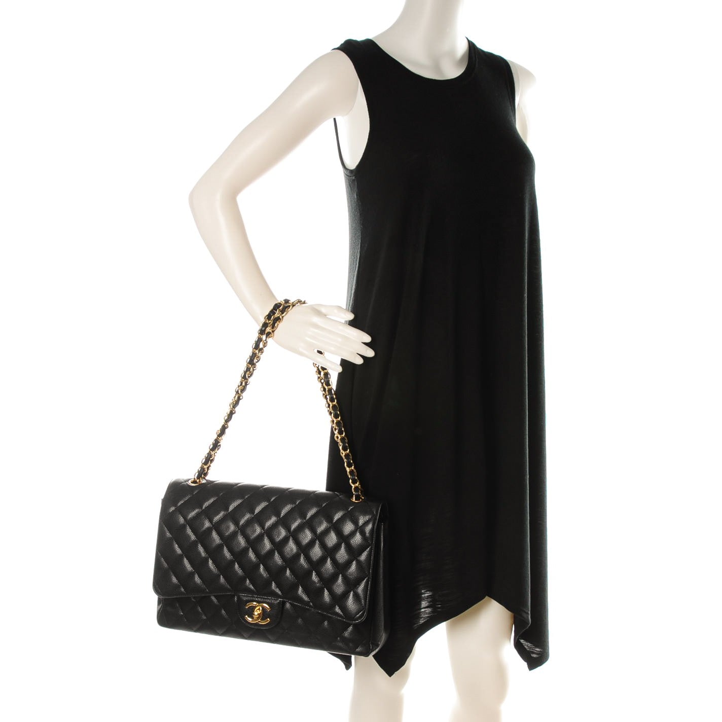 Caviar Quilted Maxi Double Flap Black