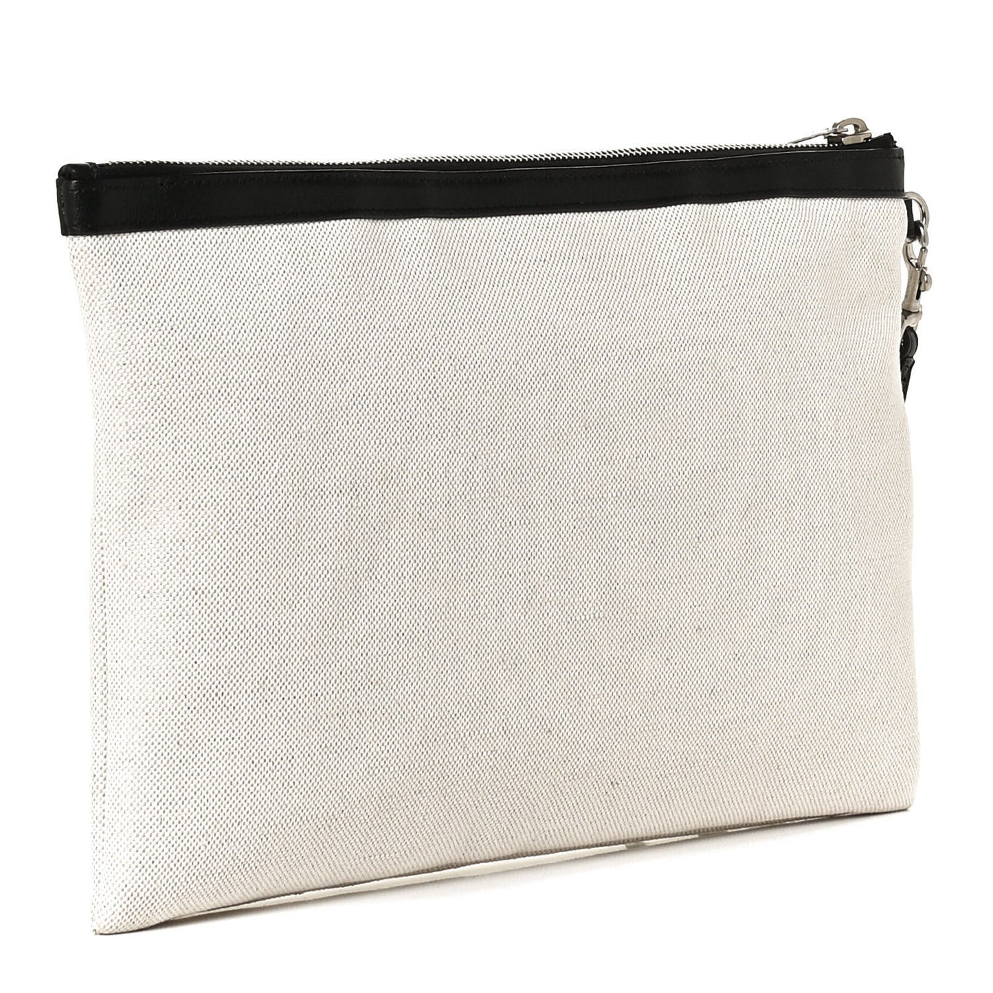 Linen Canvas Rive Gauche Zipped Pouch Optic White