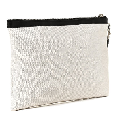 Saint Laurent Linen Canvas Rive Gauche Zipped Pouch Optic White 2 of 8