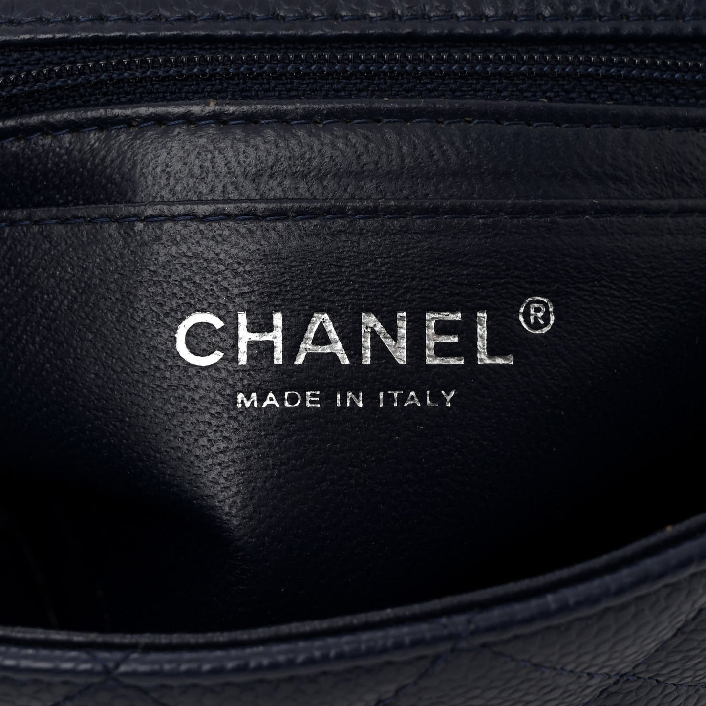 Caviar Quilted Mini Rectangular Flap Navy