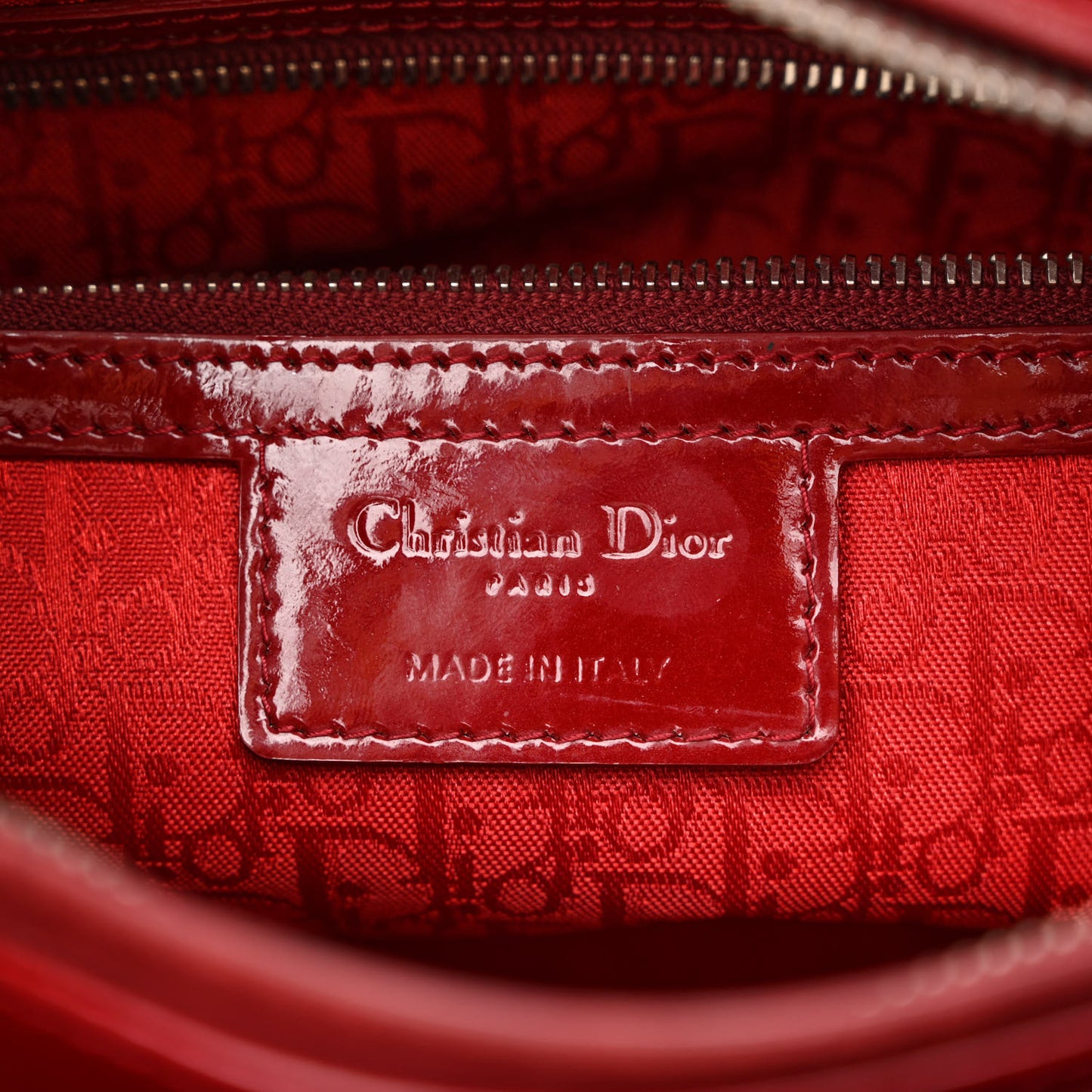 Patent Cannage Large Lady Dior Red