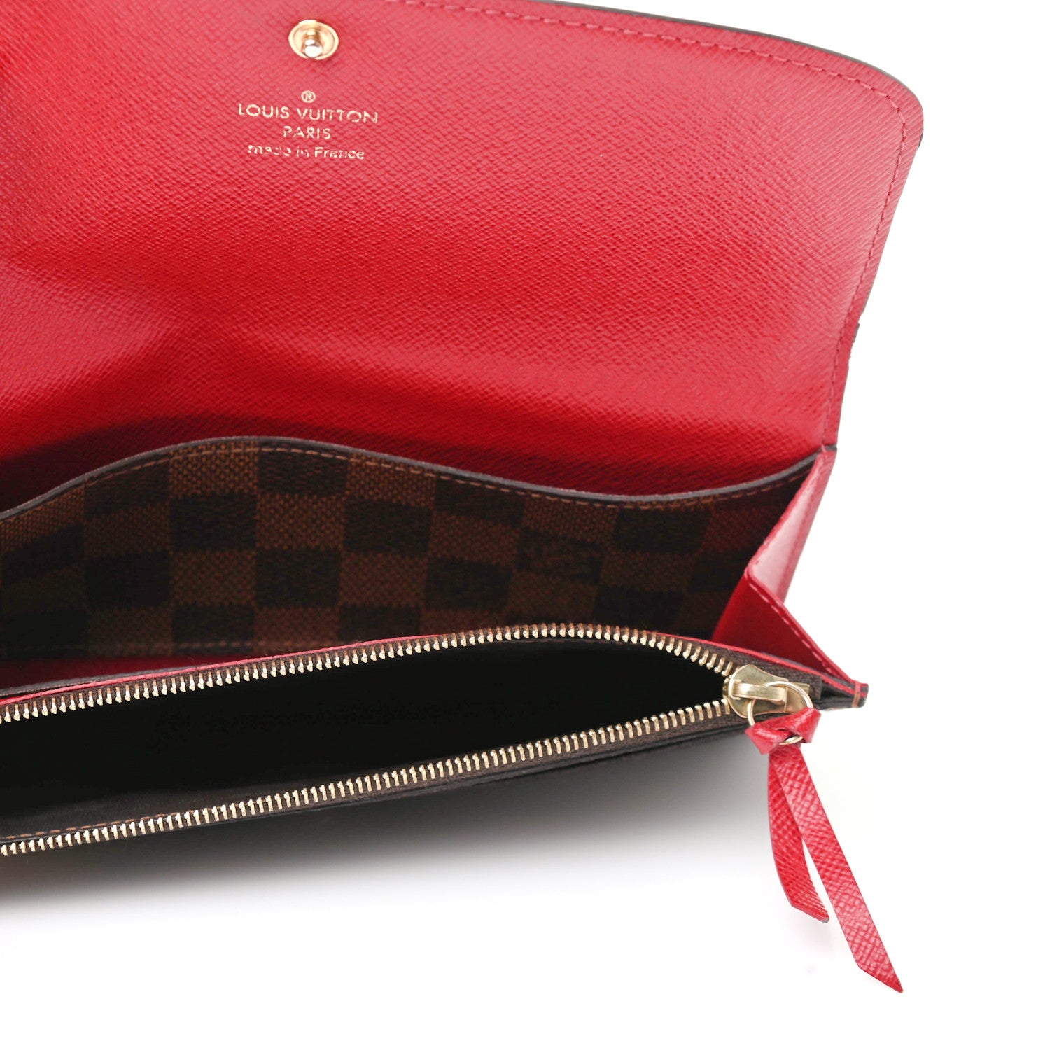 Louis Vuitton Damier Ebene Emilie Wallet Red 5 of 9