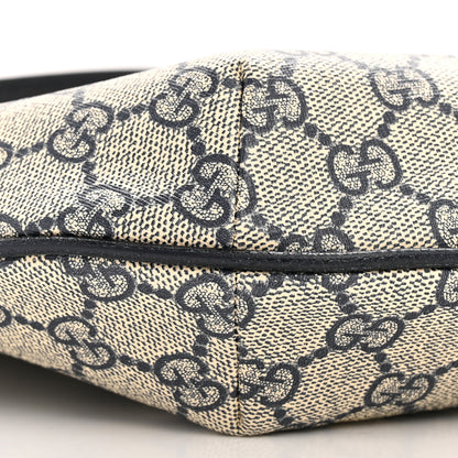 Gucci GG Supreme Monogram Textured Dollar Calfskin Web Small Ophidia Half Moon Hobo Beige Blue 9 of 11