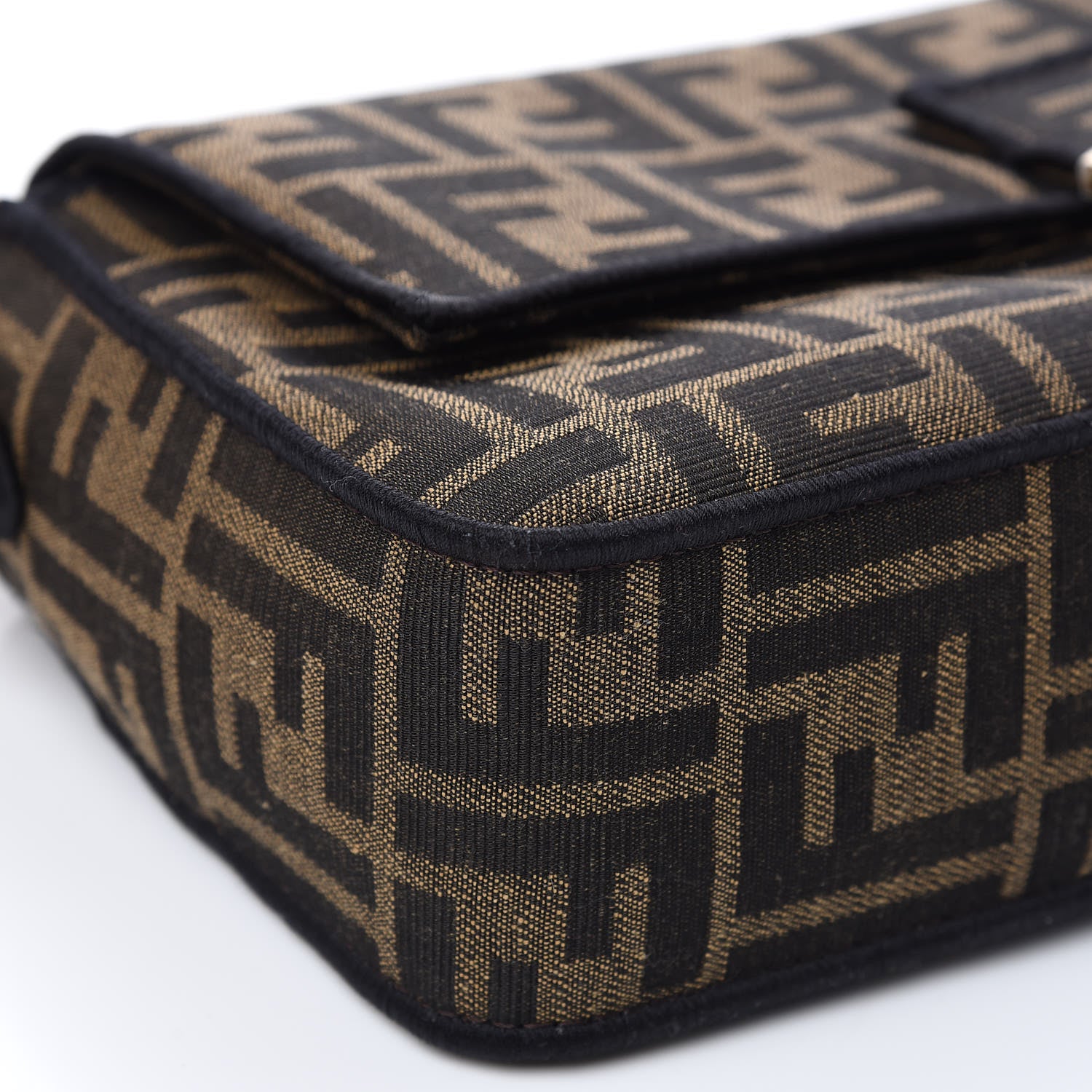 Fendi Fabric Jacquard FF 1974 Medium Baguette Tobacco Moro Black 6 of 7