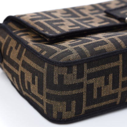 Fendi Fabric Jacquard FF 1974 Medium Baguette Tobacco Moro Black 6 of 7