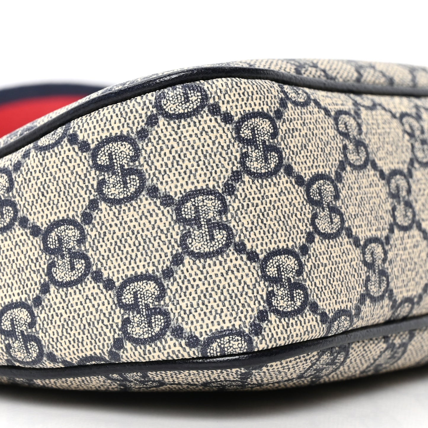 GG Supreme Monogram Textured Dollar Calfskin Web Small Ophidia GG Handbag Beige Blue