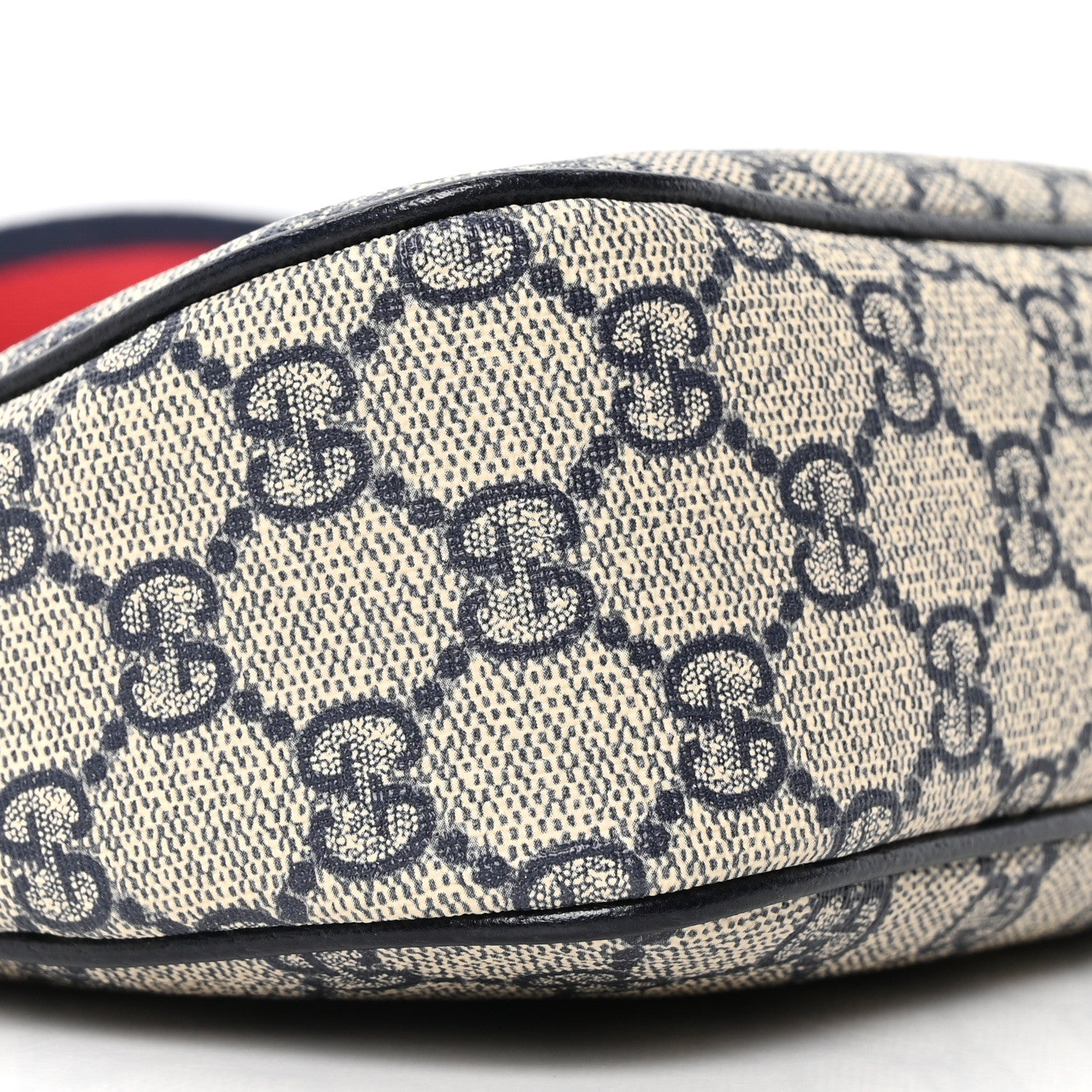 Gucci GG Supreme Monogram Textured Dollar Calfskin Web Small Ophidia GG Handbag Beige Blue 9 of 10