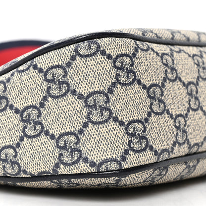 Gucci GG Supreme Monogram Textured Dollar Calfskin Web Small Ophidia GG Handbag Beige Blue 9 of 10