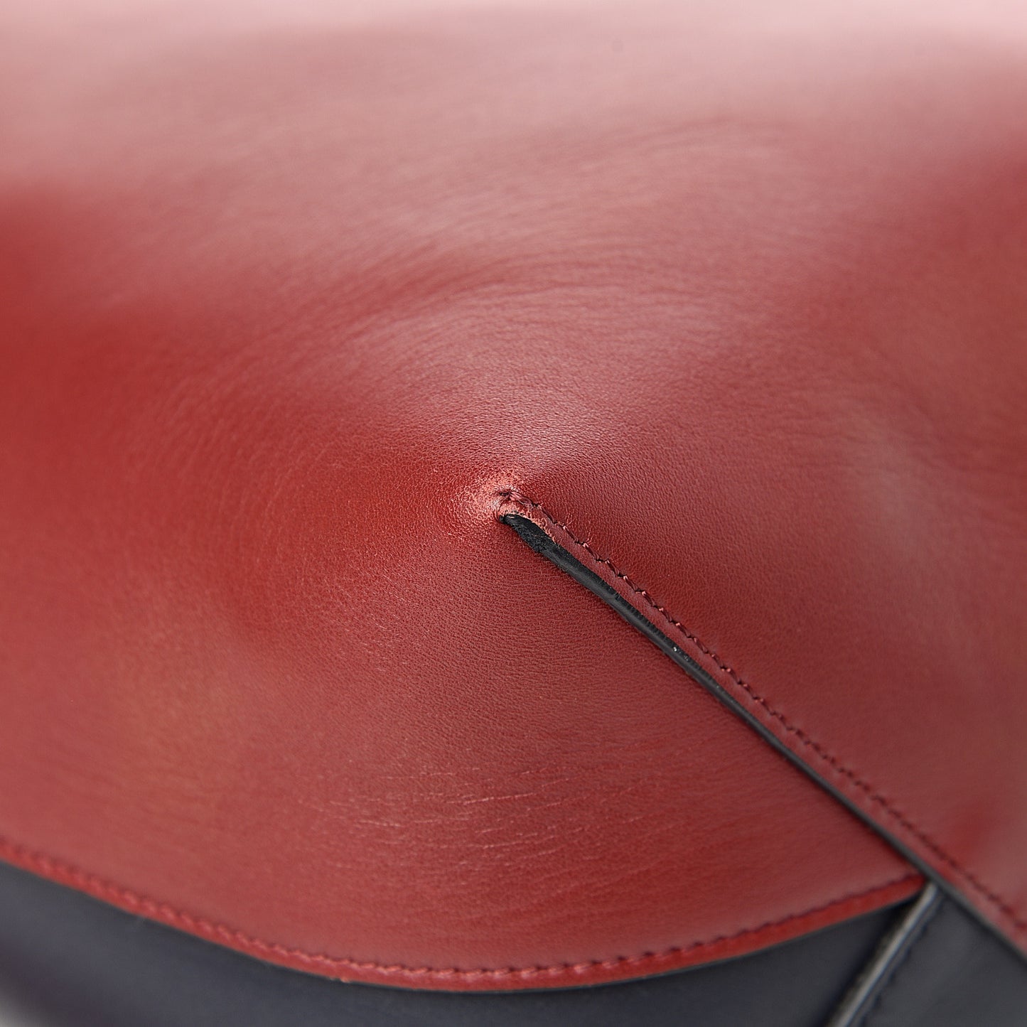 Shiny Smooth Calfskin Small Twisted Cabas Dark Ruby Navy