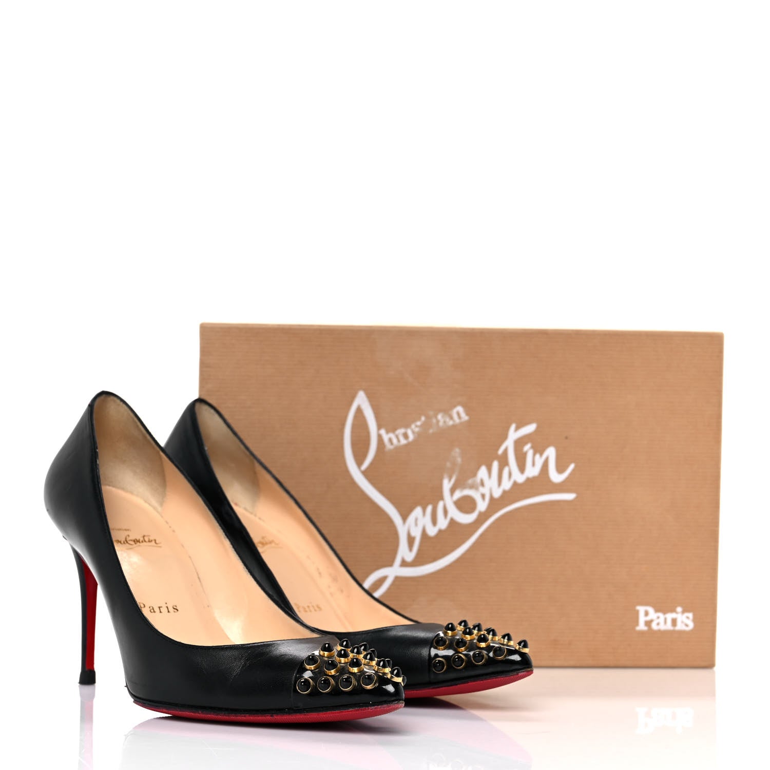 Christian Louboutin Kid Cabo 85 Pumps 37.5 Black Gold 10 of 10