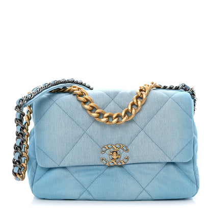 Chanel Ombre Denim Quilted Large Chanel 19 Flap Light Blue 1 of 11