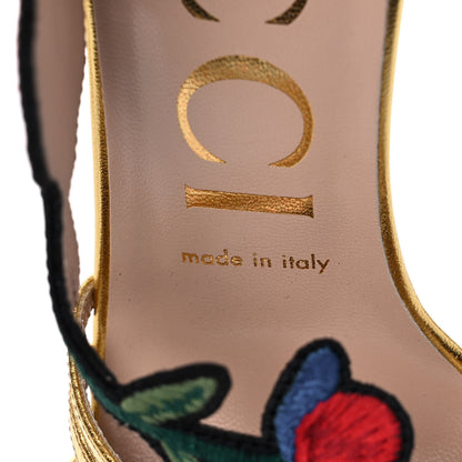 Gucci Metallic Nappa Ophelia High Heel Sandals 37.5 Gold 8 of 11