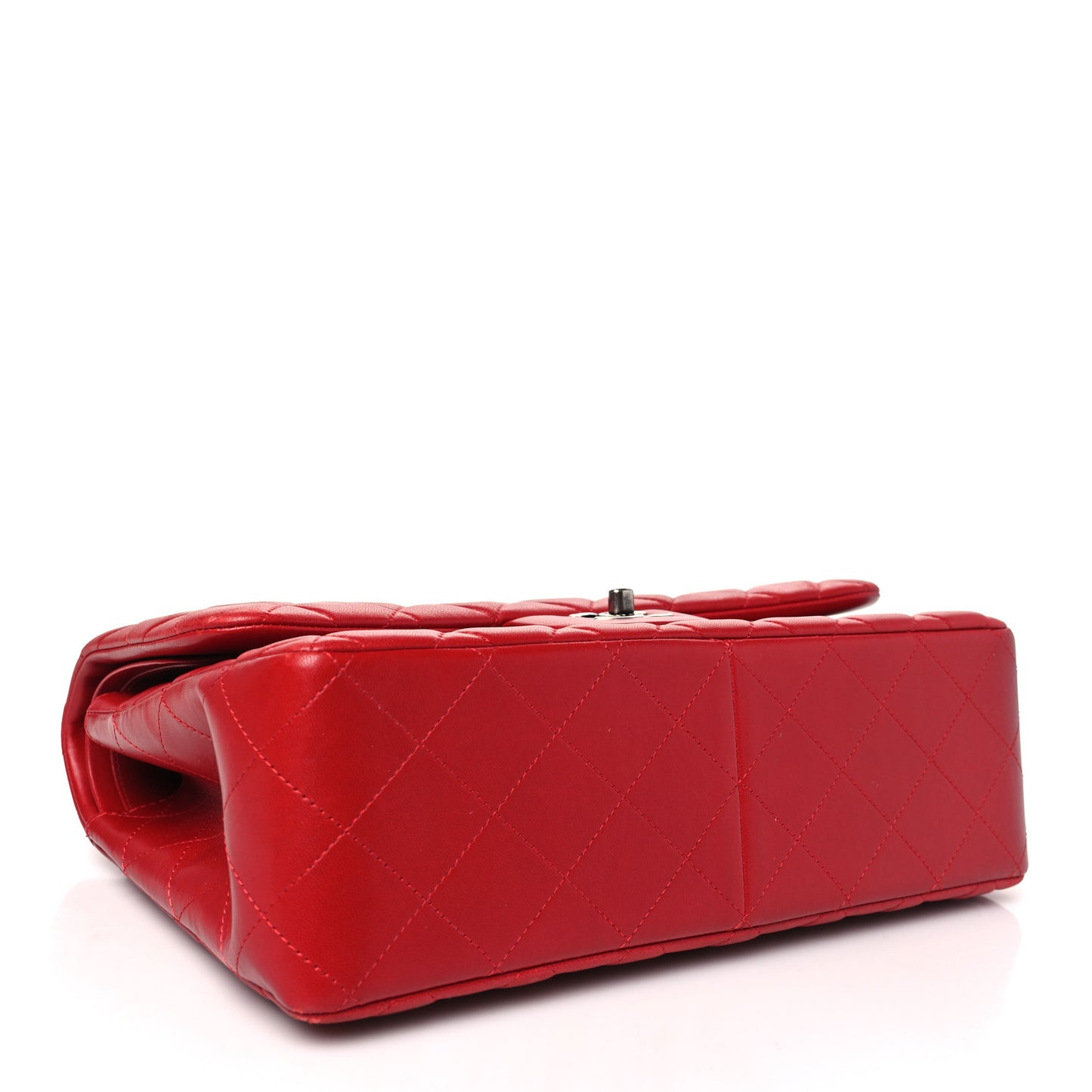Lambskin Quilted Jumbo Double Flap Red