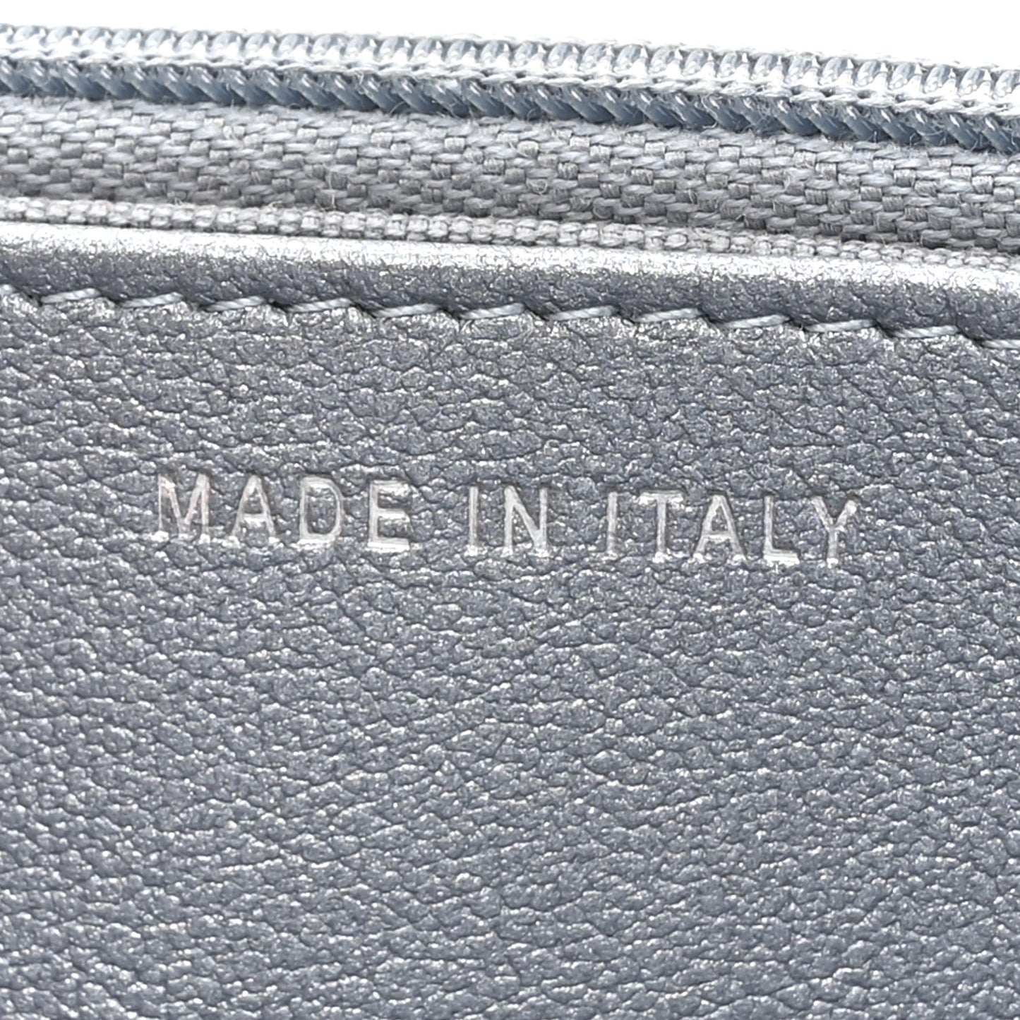 Metallic Lambskin Quilted Wallet On Chain WOC Silver
