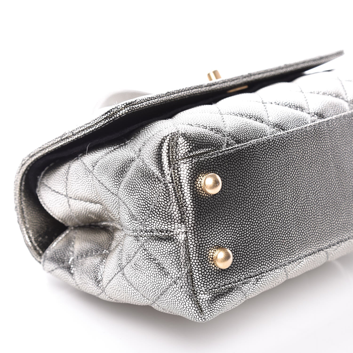 Chanel Metallic Caviar Quilted Mini Coco Handle Flap Silver 8 of 10