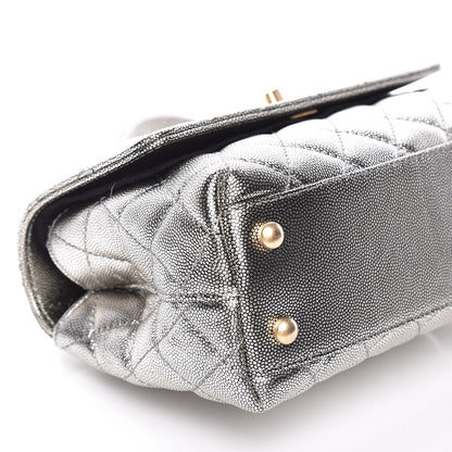 Chanel Metallic Caviar Quilted Mini Coco Handle Flap Silver 8 of 10