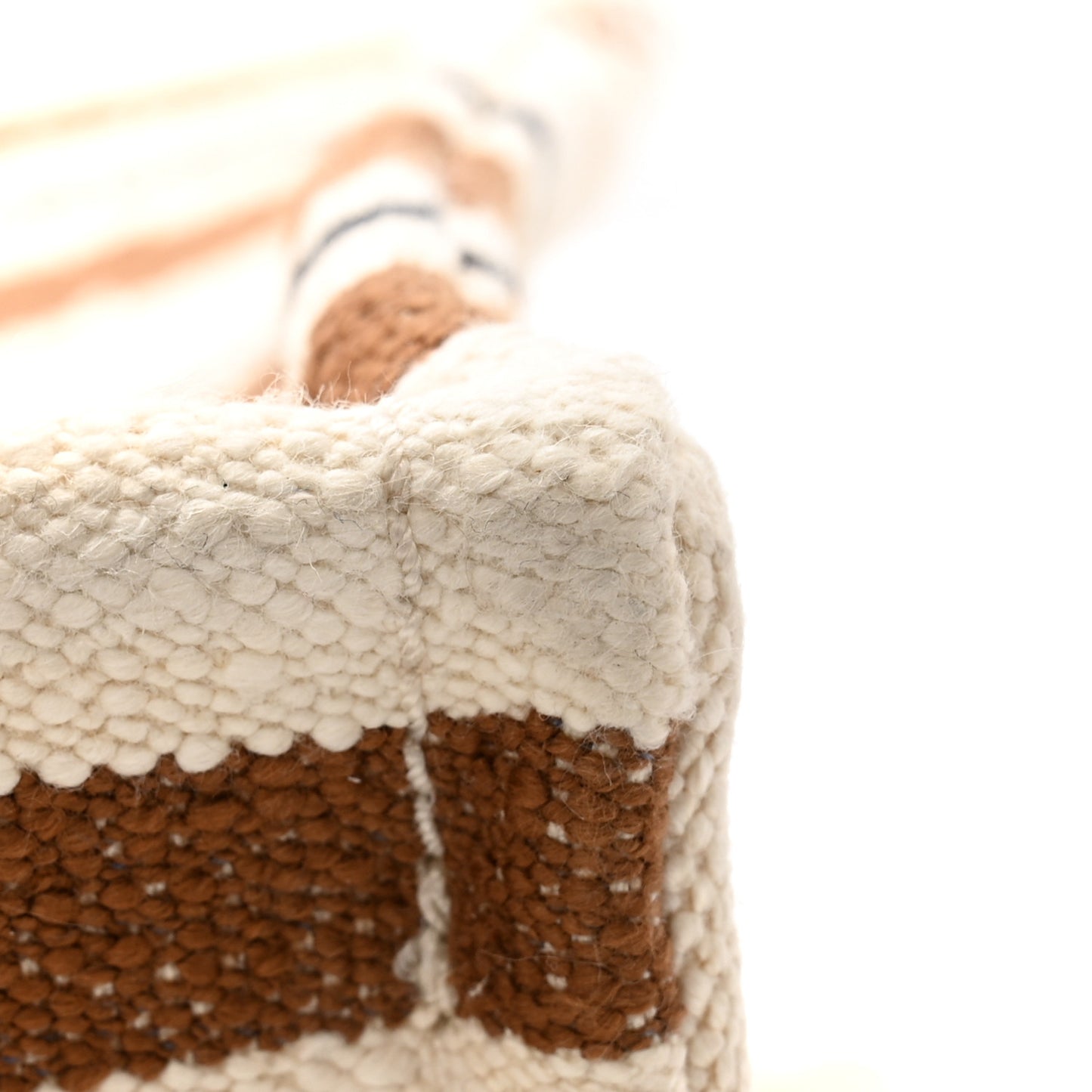 Jacquard Striped Large Cabas Thais White Brown