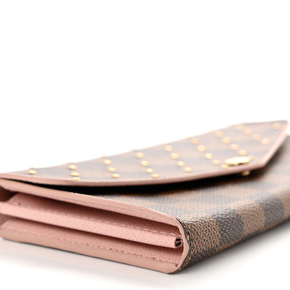 Louis Vuitton Damier Ebene Studded Sarah Wallet NM Rose Ballerine 8 of 9