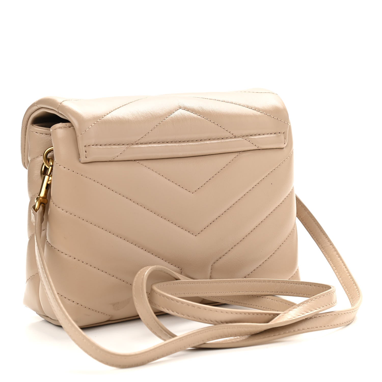 Saint Laurent Calfskin Y Quilted Monogram Toy Loulou Crossbody Bag Latte 3 of 11