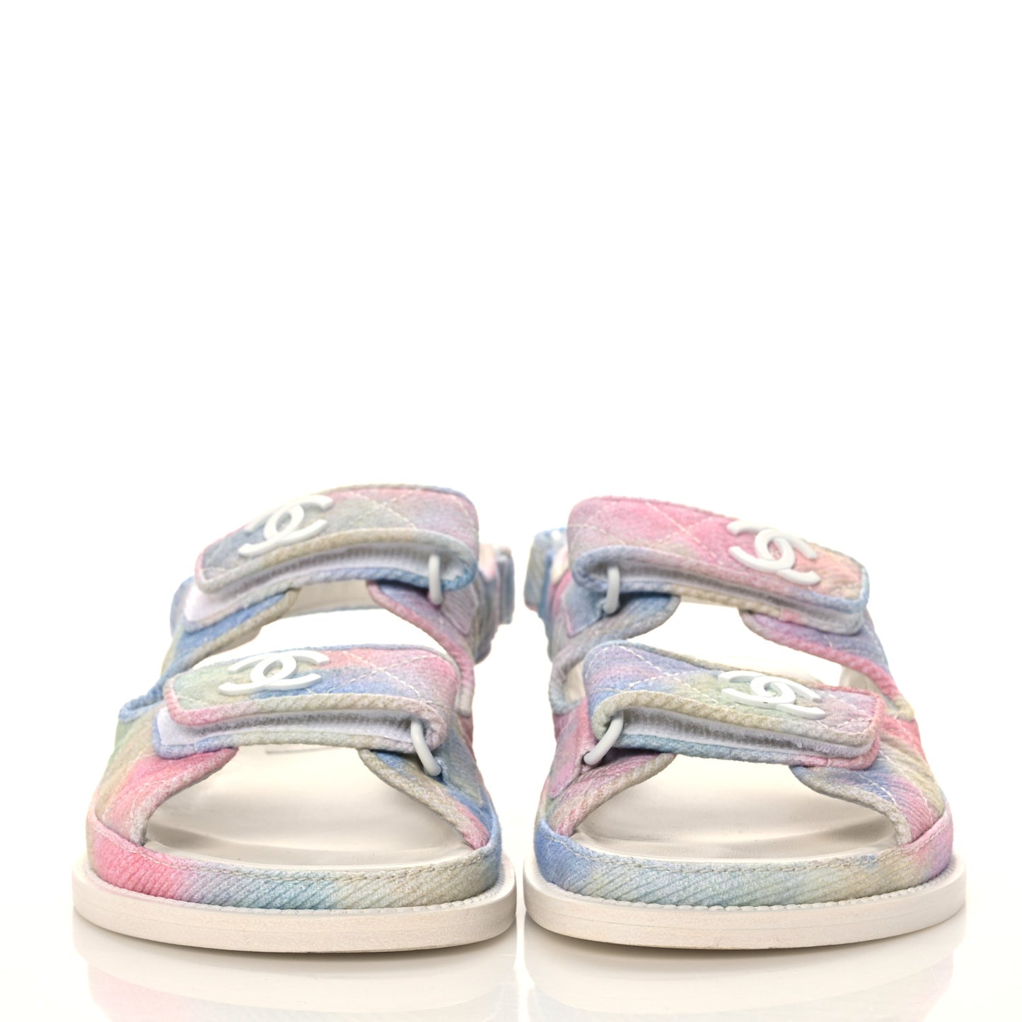 Printed Fabric Quilted Dad Sandals 36 Green Pink Blue