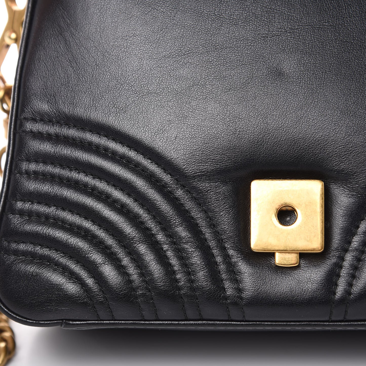 Calfskin Matelasse Mini GG Marmont Top Handle Shoulder Bag Black