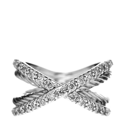 David Yurman Sterling Silver Diamond X Crossover Cable Ring 52 6 1 of 6
