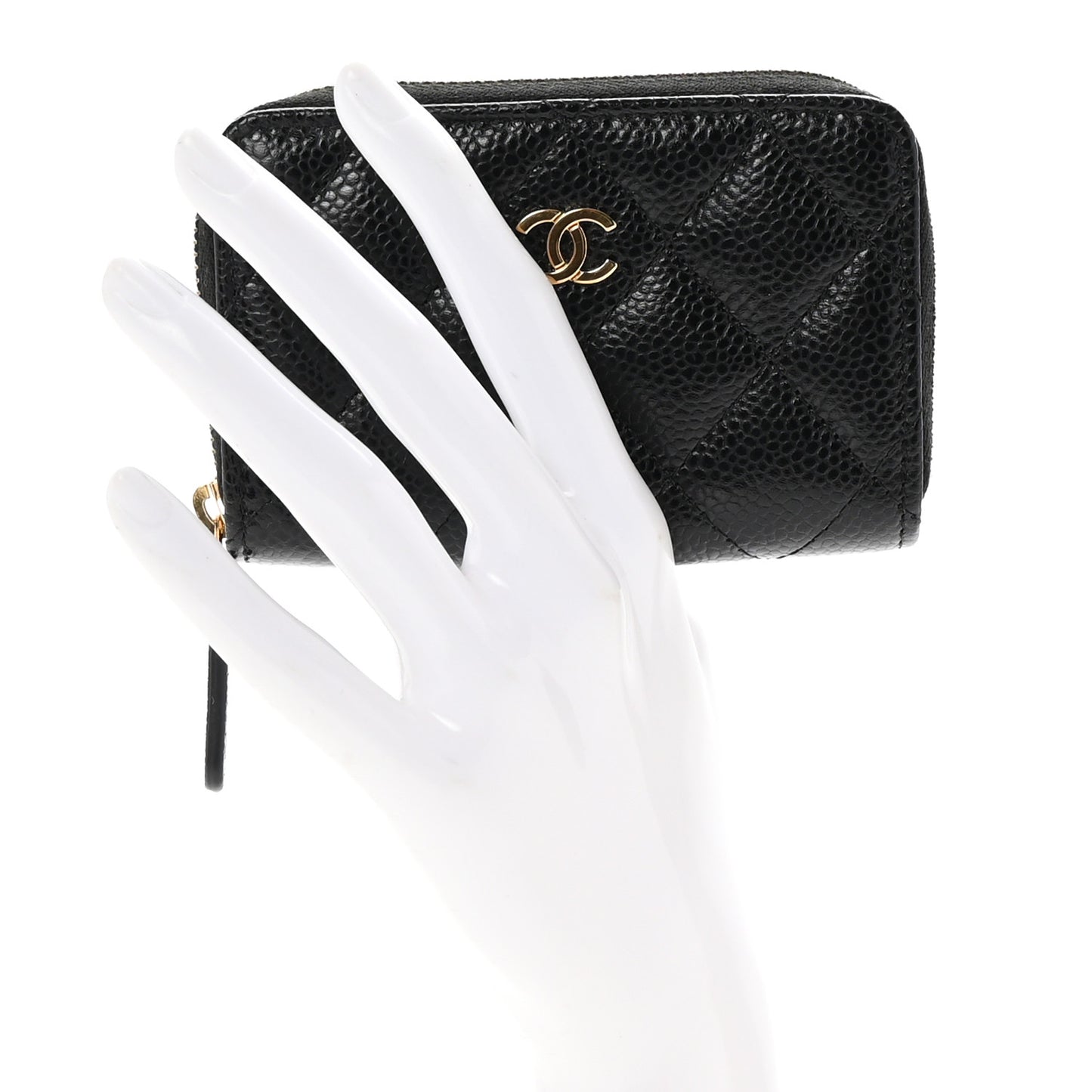 Caviar Quilted Zip Coin Purse Black