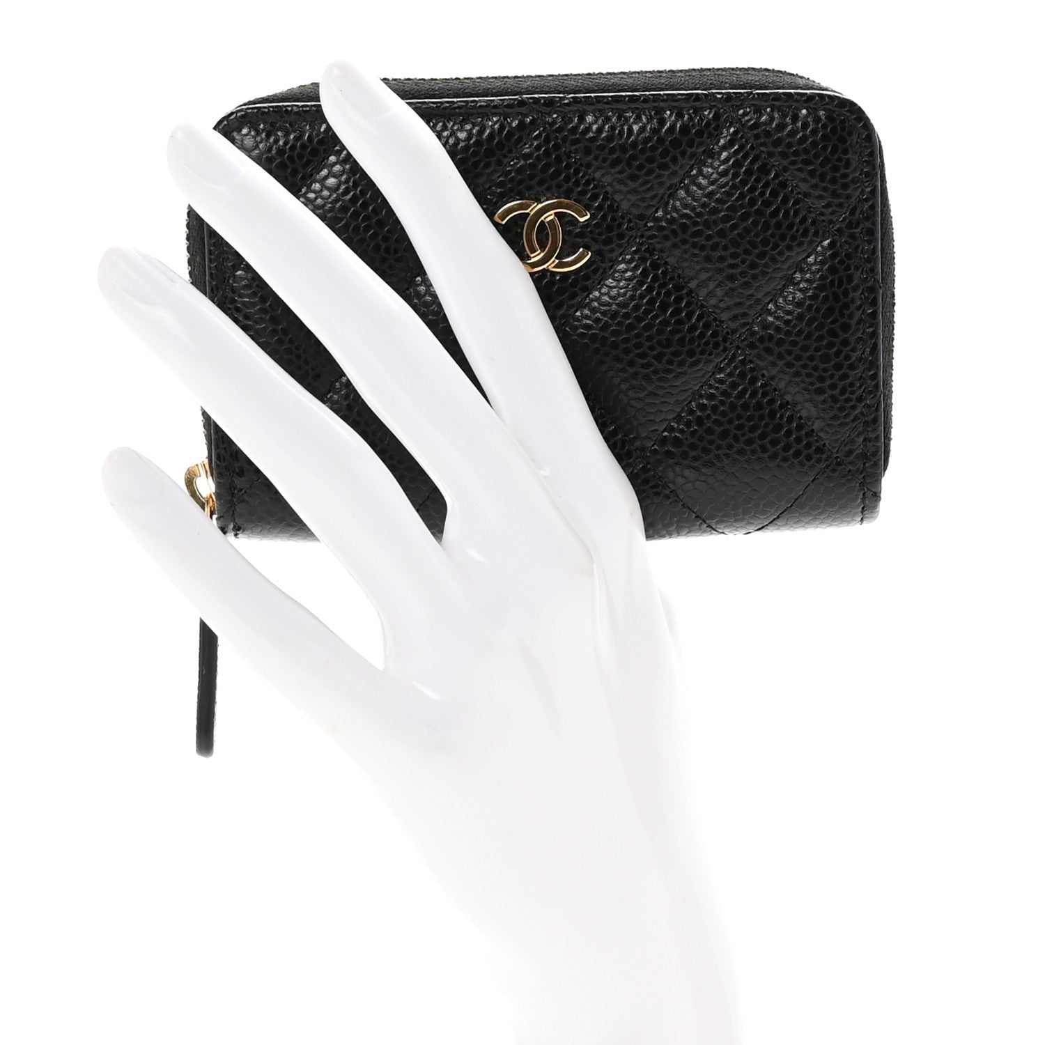 Chanel Caviar Quilted Zip Coin Purse Black 2 of 8