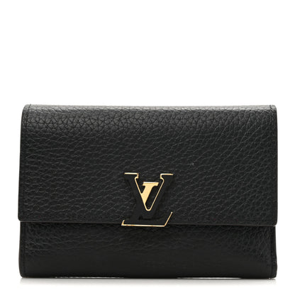 Louis Vuitton Taurillon Capucines Compact Wallet Black 1 of 7