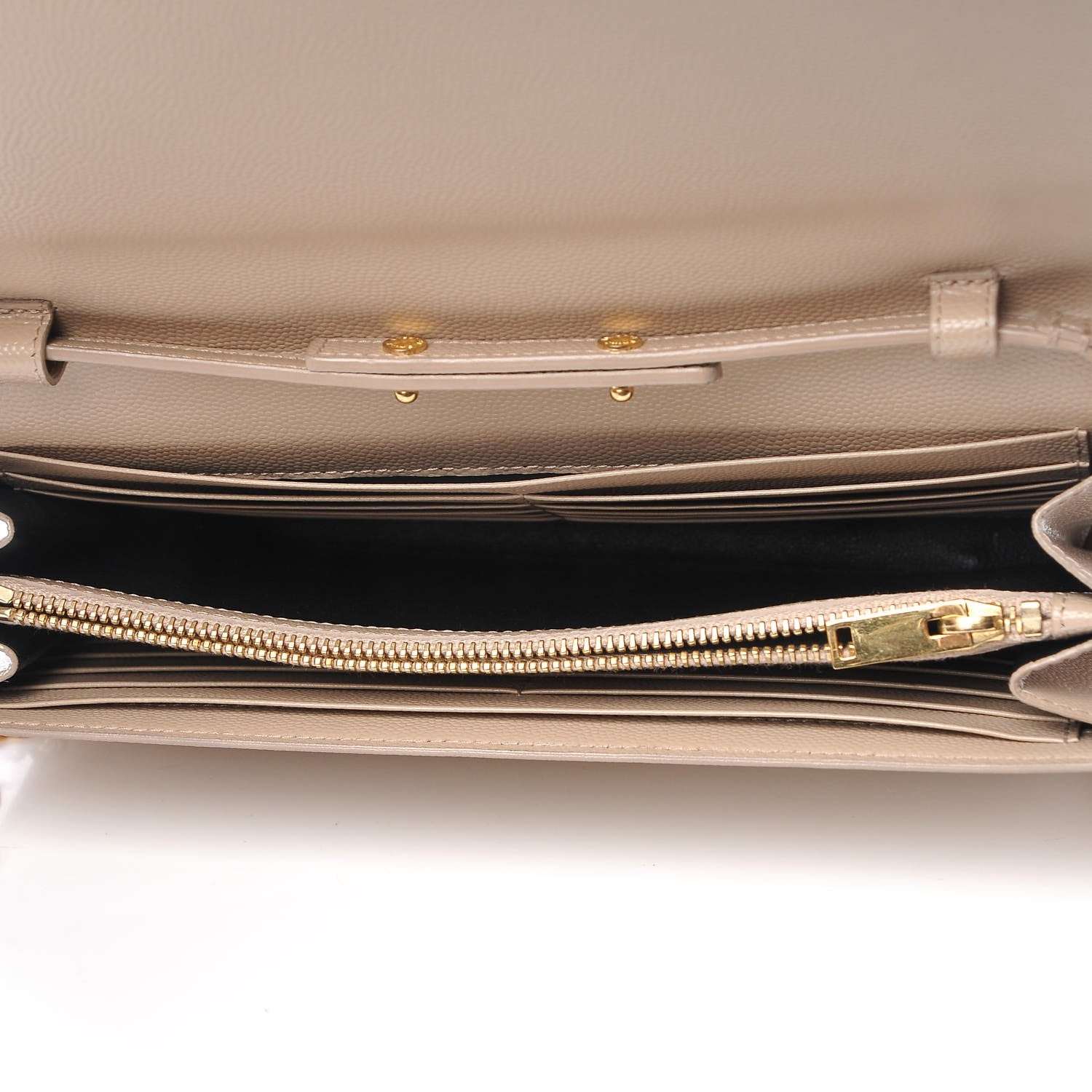 Saint Laurent Grain De Poudre Monogram Chain Wallet Dark Beige 5 of 10