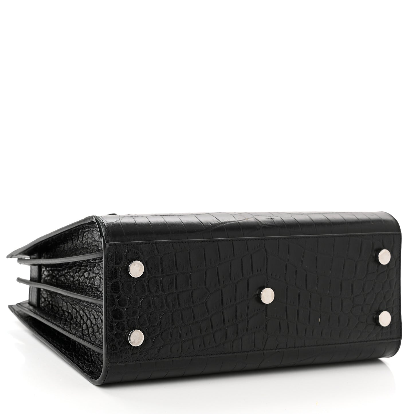 Calfskin Crocodile Embossed Nano Sac De Jour Black