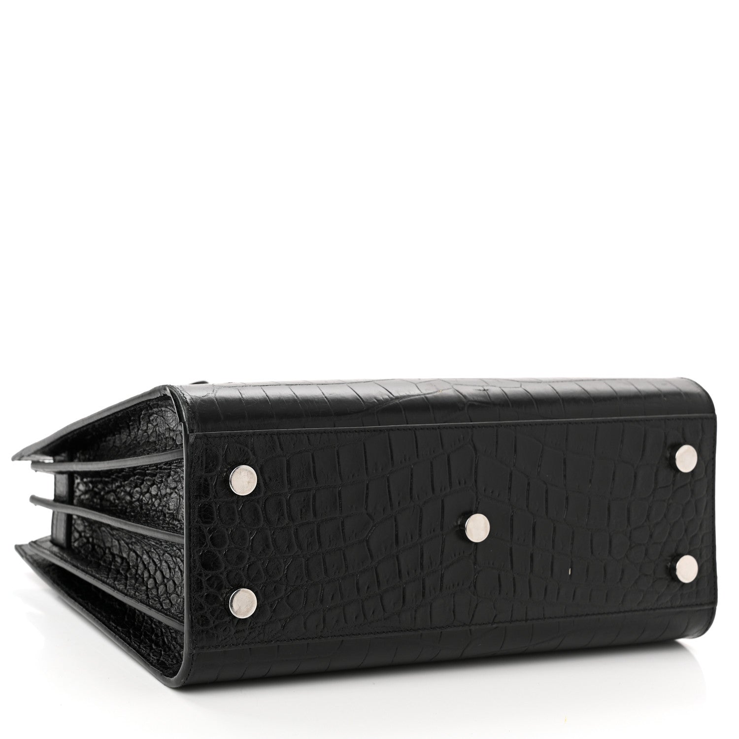 Saint Laurent Calfskin Crocodile Embossed Nano Sac De Jour Black 4 of 13