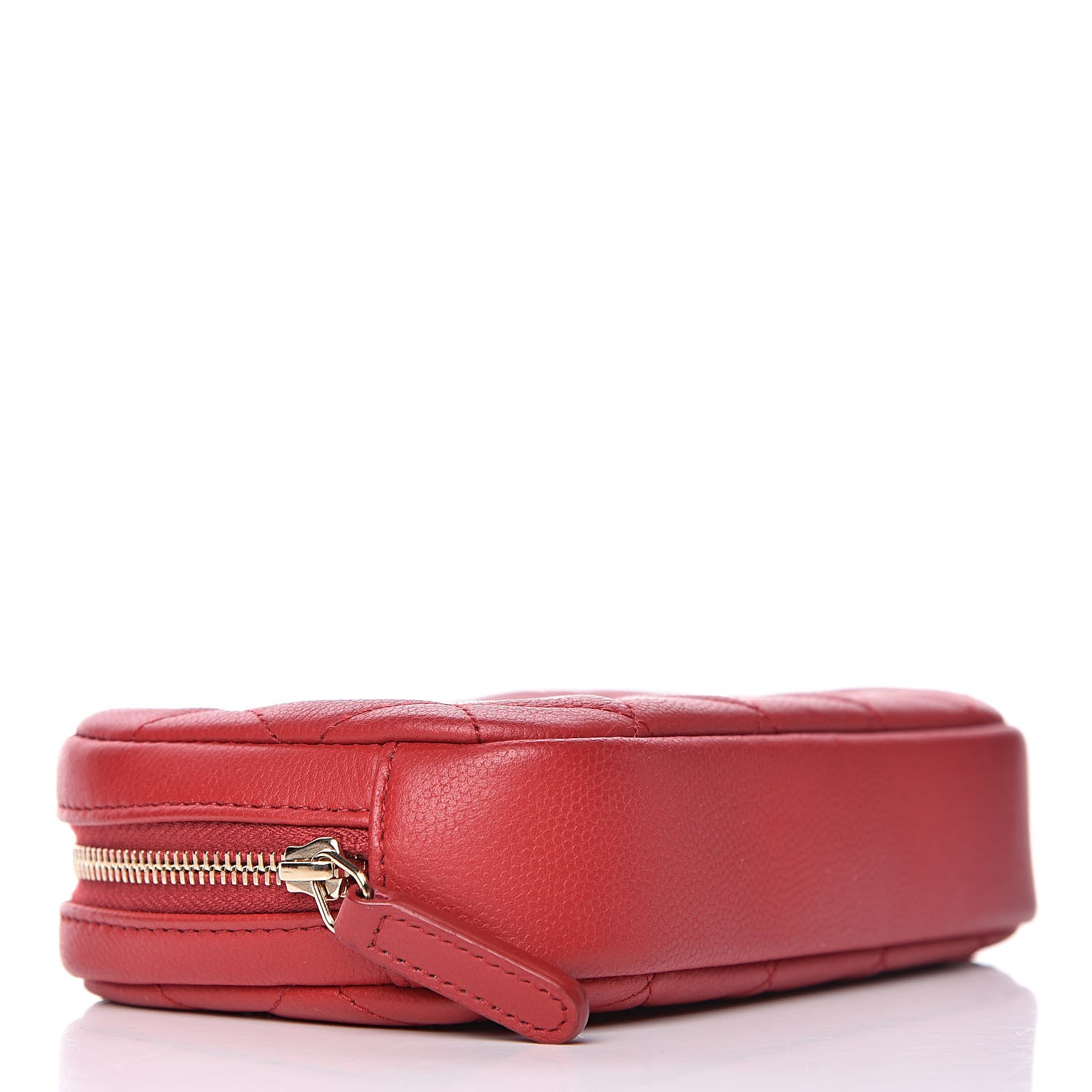 Chanel Caviar Quilted Small Curvy Pouch Cosmetic Case Dark Red 4 of 10