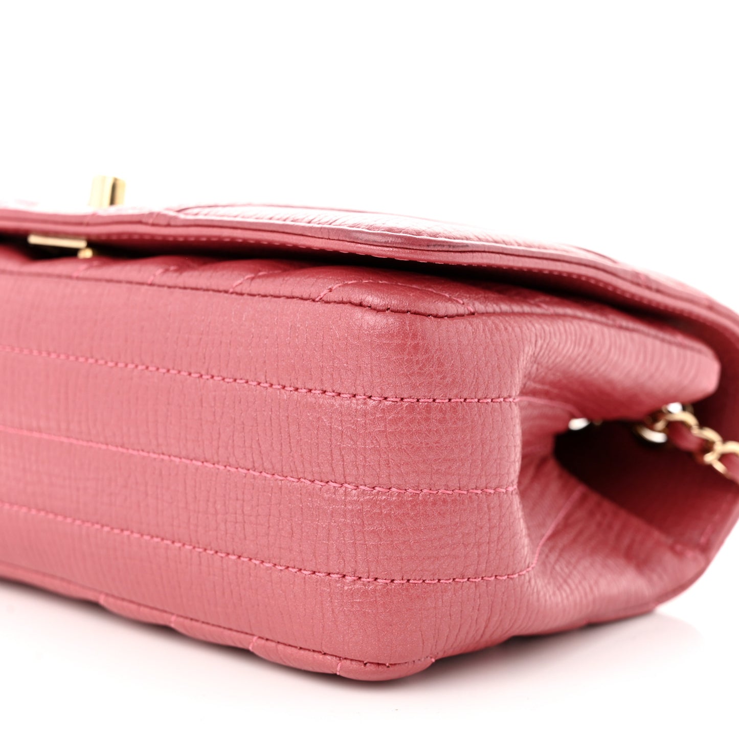 Calfskin Chevron Quilted Statement Flap Pink