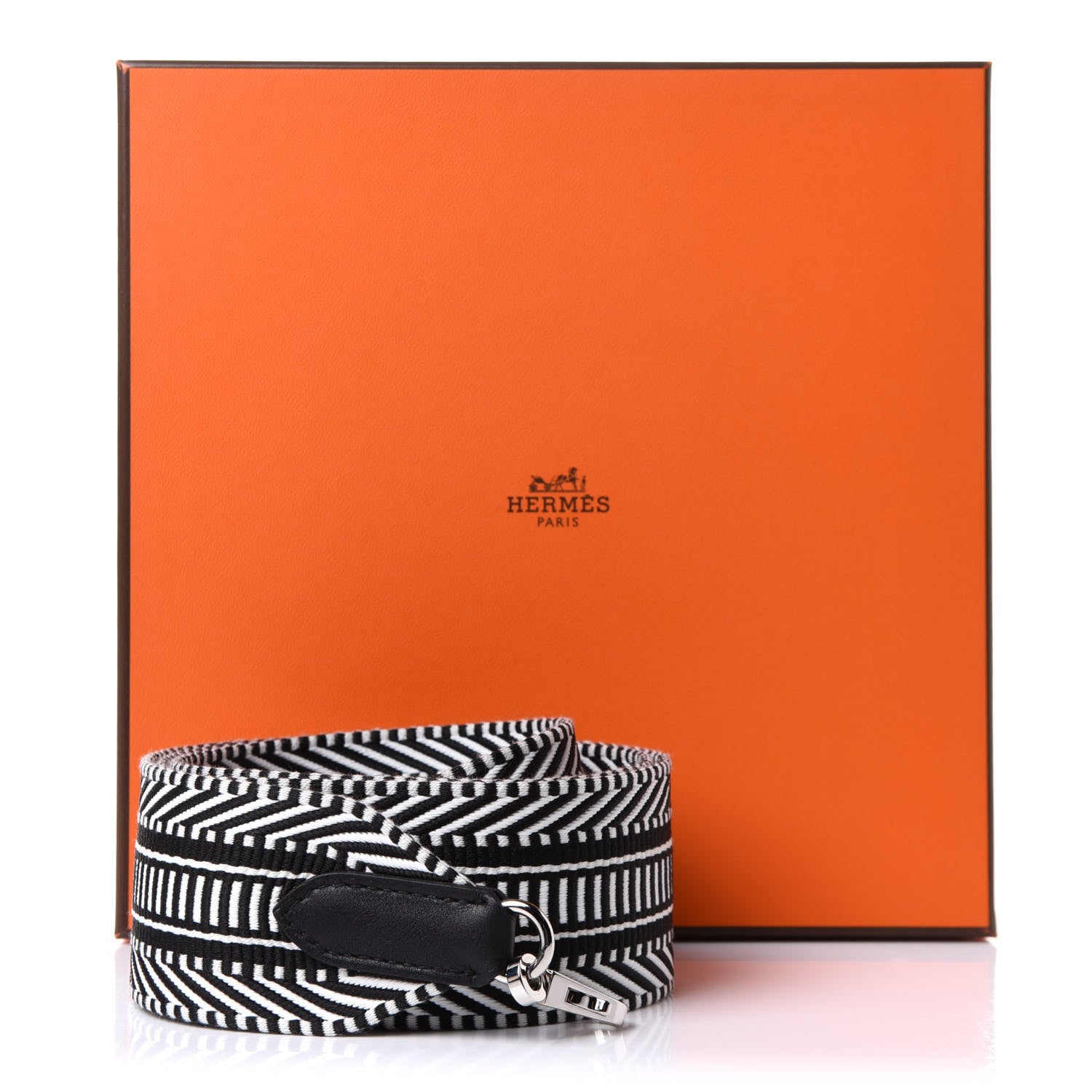 Hermes Toile Swift 50mm Sangle Cavale Shoulder Strap Black Ecru 5 of 5