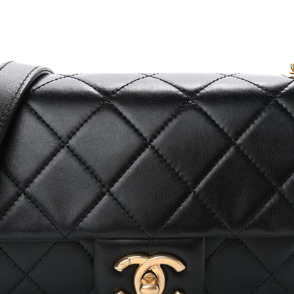 Chanel Calfskin Quilted Small Crystal Pearls Flap Bag Black 8 of 10