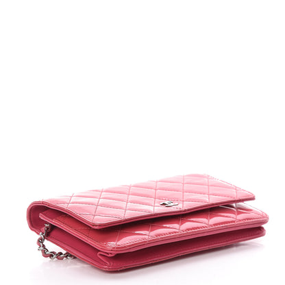 Chanel Patent Quilted Wallet On Chain WOC Fuchsia 4 of 14
