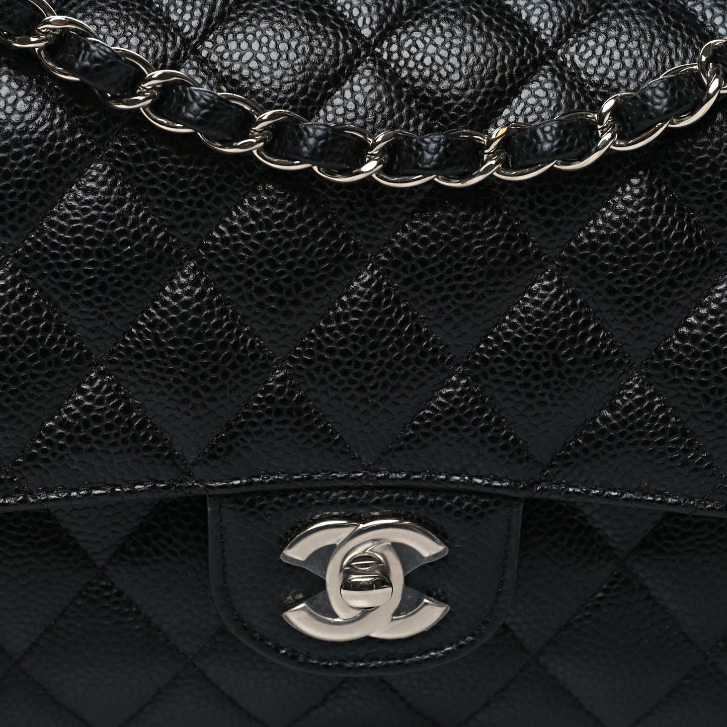 Caviar Quilted Medium Double Flap Black